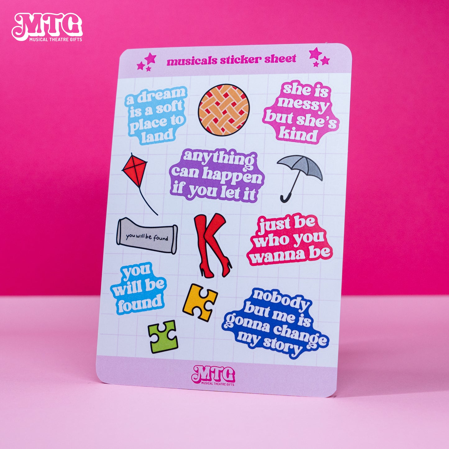 Musical theatre sticker sheets