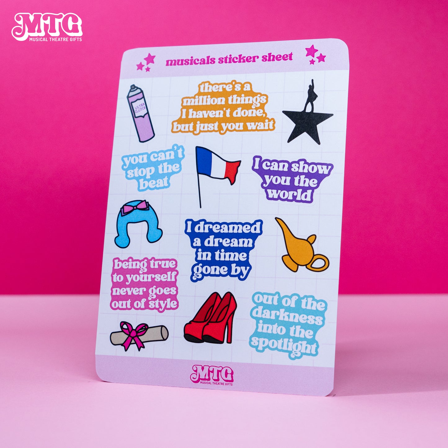 Musical theatre sticker sheets
