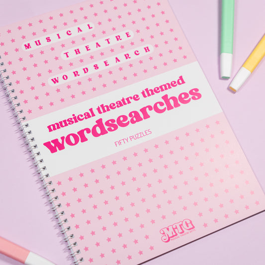 Musical Theatre Wordsearch Book – 50 Puzzles | A4 Wirebound Puzzle Book | Perfect Gift for Stagey Fans