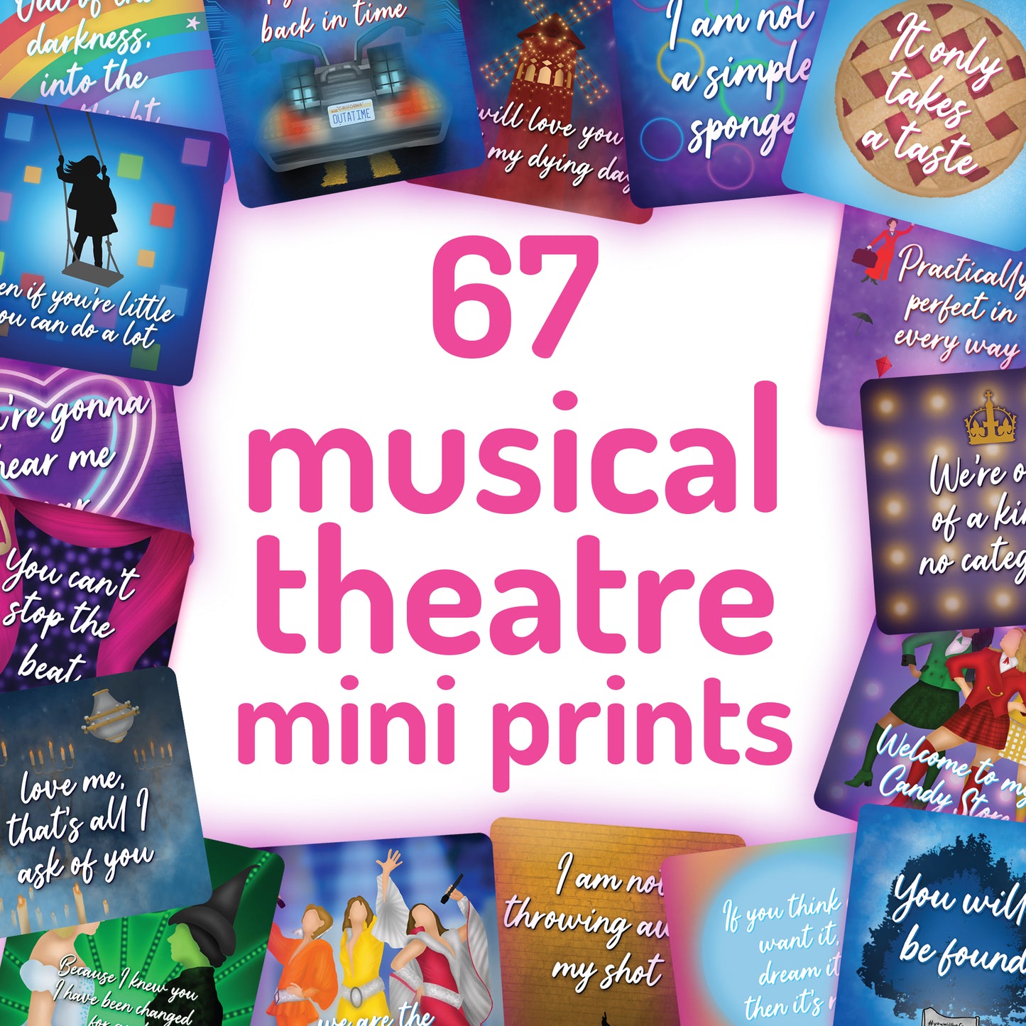 67 Mini Prints! - Musical theatre themed printed postcards | FREE SHIPPING