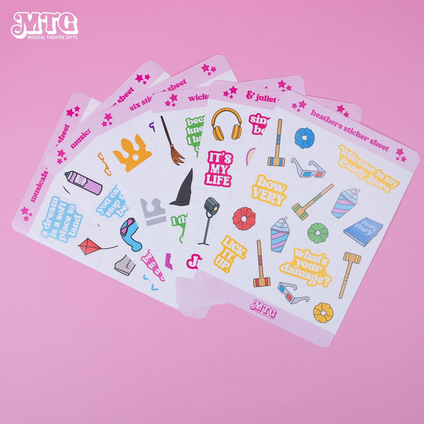 Musical theatre sticker sheets