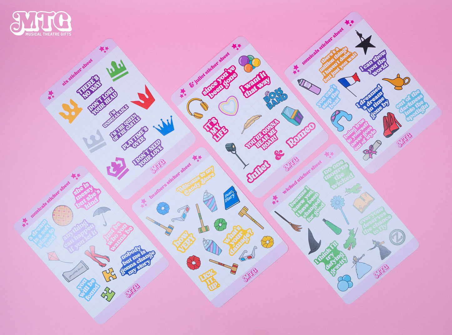 Musical theatre sticker sheets