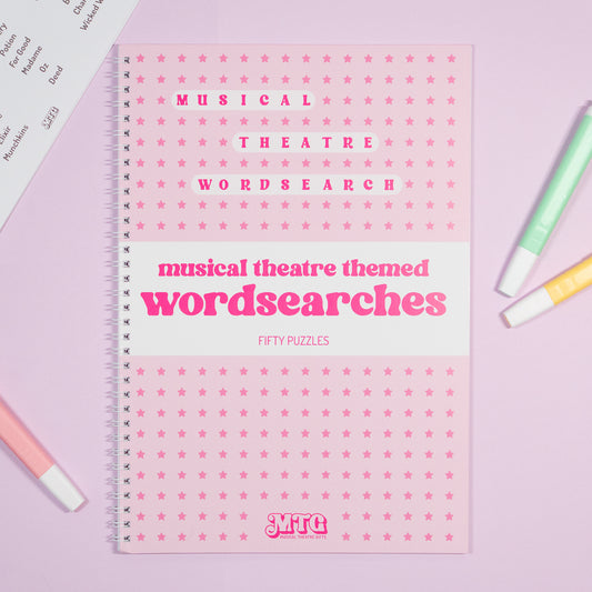 Musical Theatre Wordsearch Book – 50 Puzzles | A4 Wirebound Puzzle Book | Perfect Gift for Stagey Fans