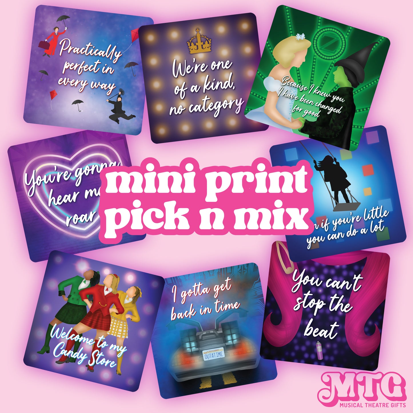 Mini Prints! Pick n Mix - Musical theatre themed printed postcards