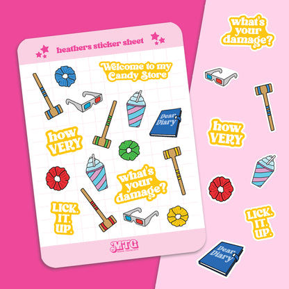 Heathers musical sticker sheets