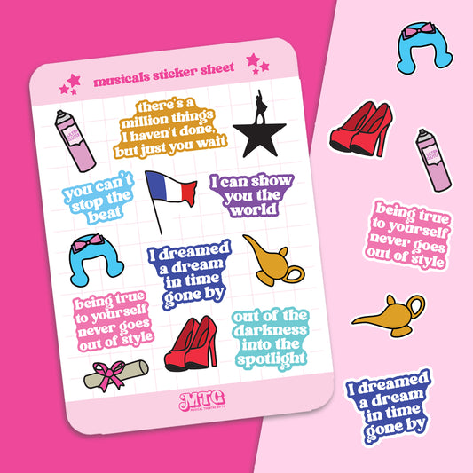 Musical theatre sticker sheets