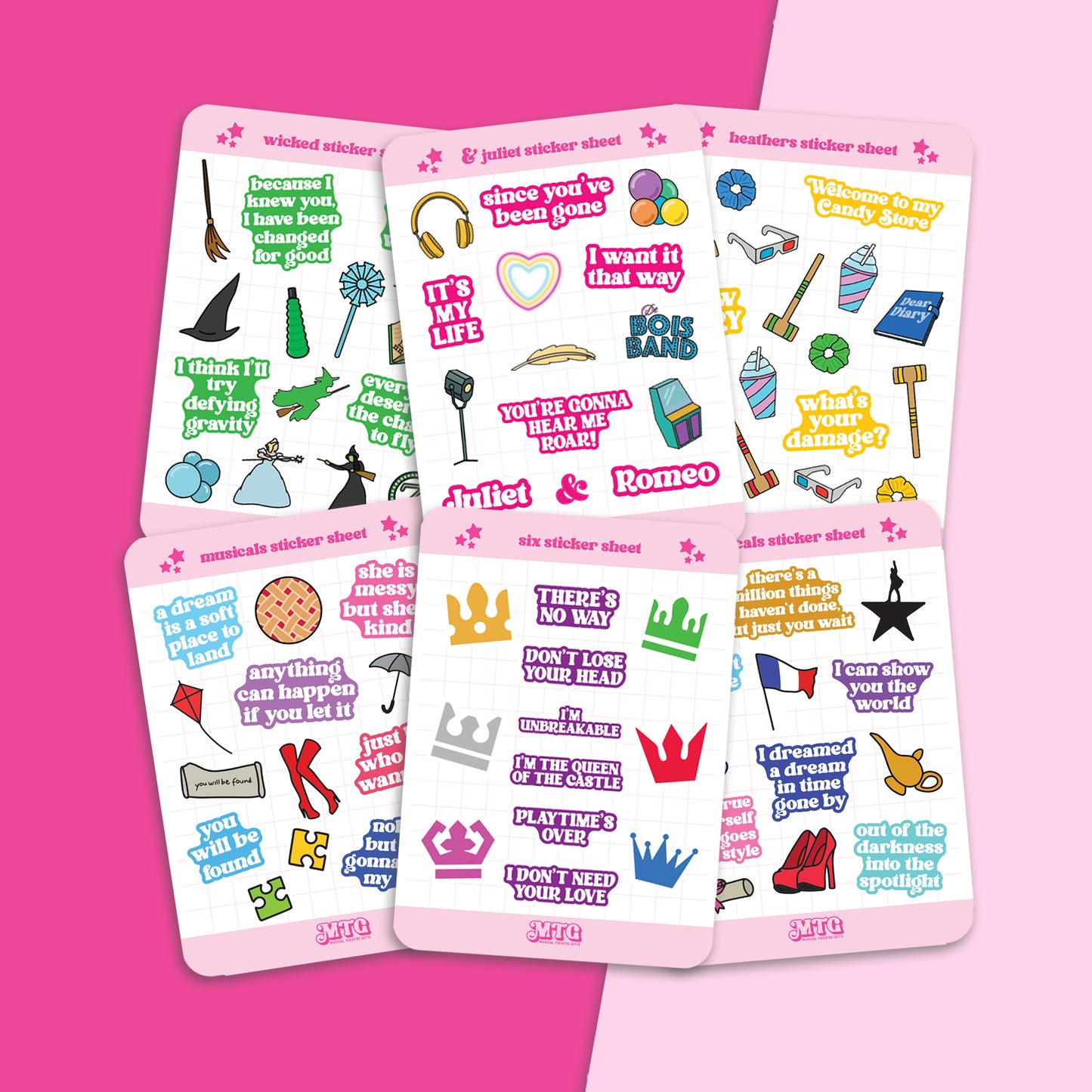 Musical theatre sticker sheets