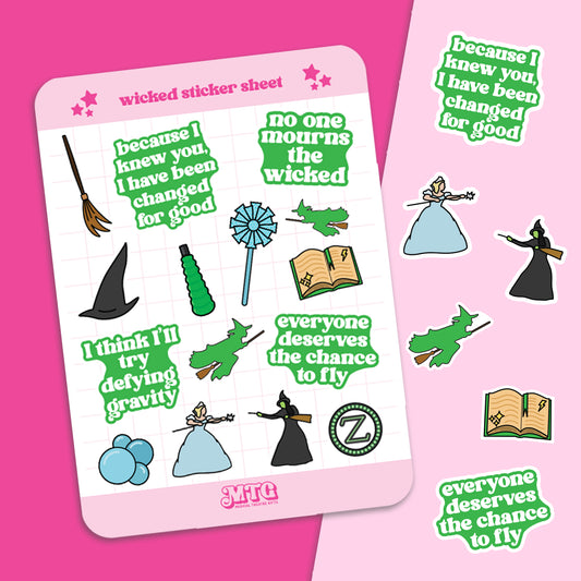 Wicked the musical sticker sheets